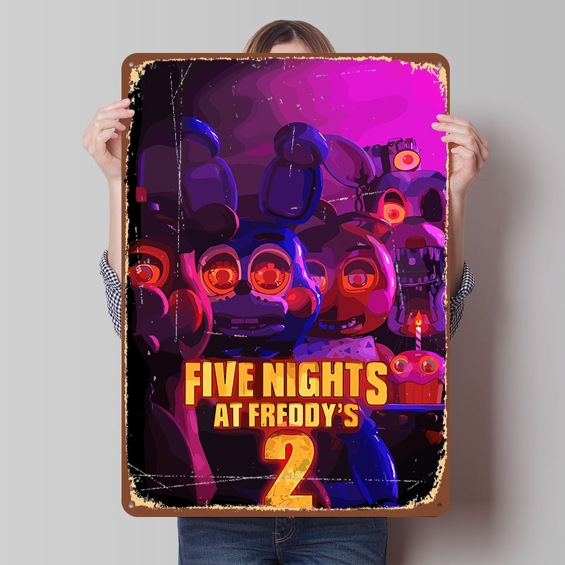 Retro Gaming At Home - Placa de Metal Personalizada Five Nights