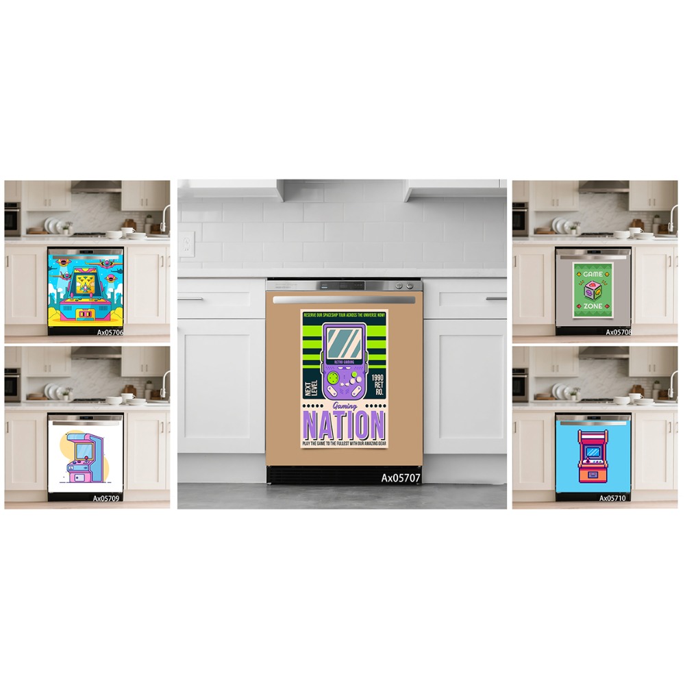Retro Gaming Cabinet - Adesivo Decorativo Retrô Pixel dos Anos